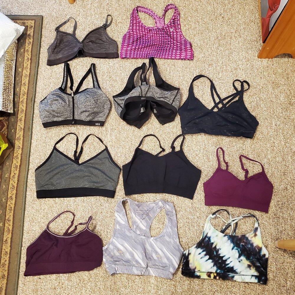 Bundle of eleven bras, small to medium, bralettes and low impact sports bras